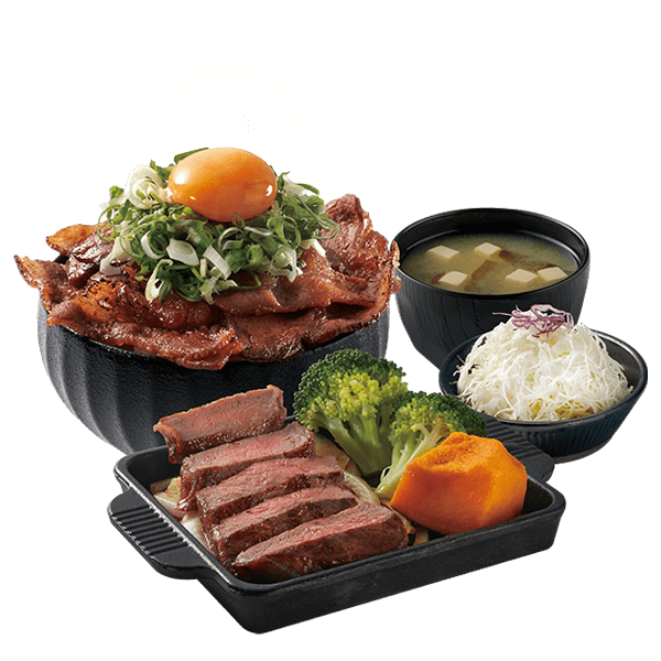 Sirloin Steak Teppanyaki+ Grilled Beef/Pork Donburi