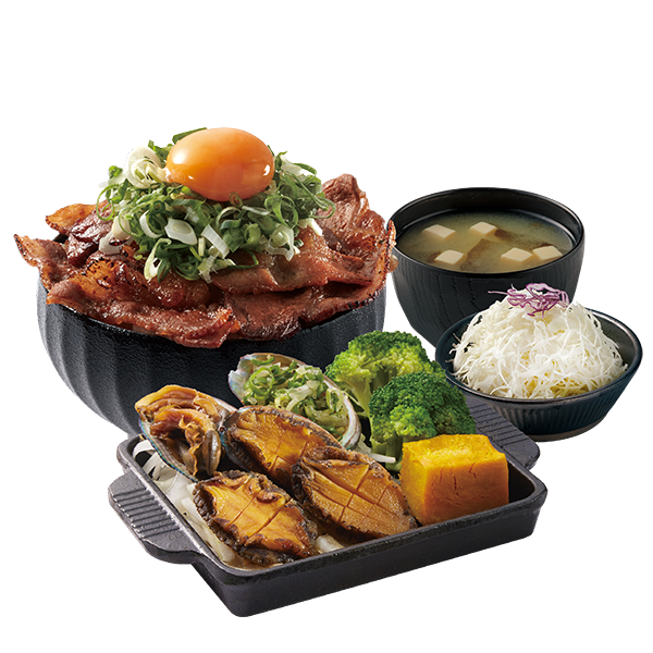 Teriyaki Abalone Teppanyaki+ Grilled Beef/Pork Donburi