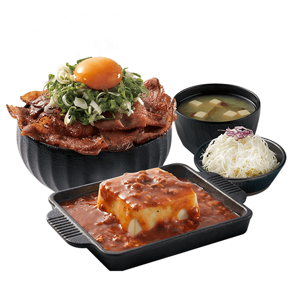 Mapo Tofu Teppanyaki + Grilled Beef/Pork Donburi