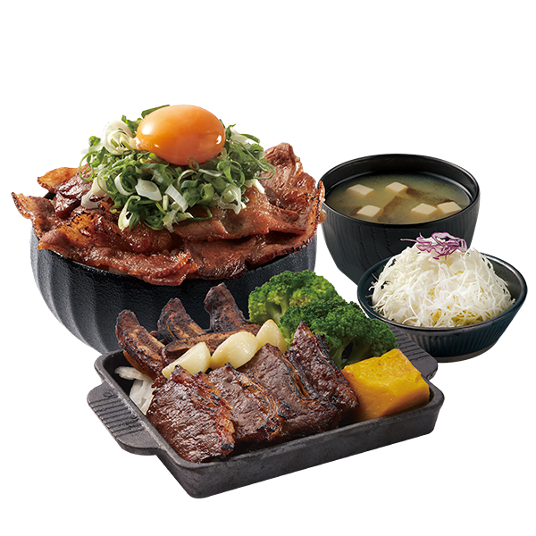 Short Rib with Garlic Confit Teppanyaki+ Grilled Beef/Pork Donbur
